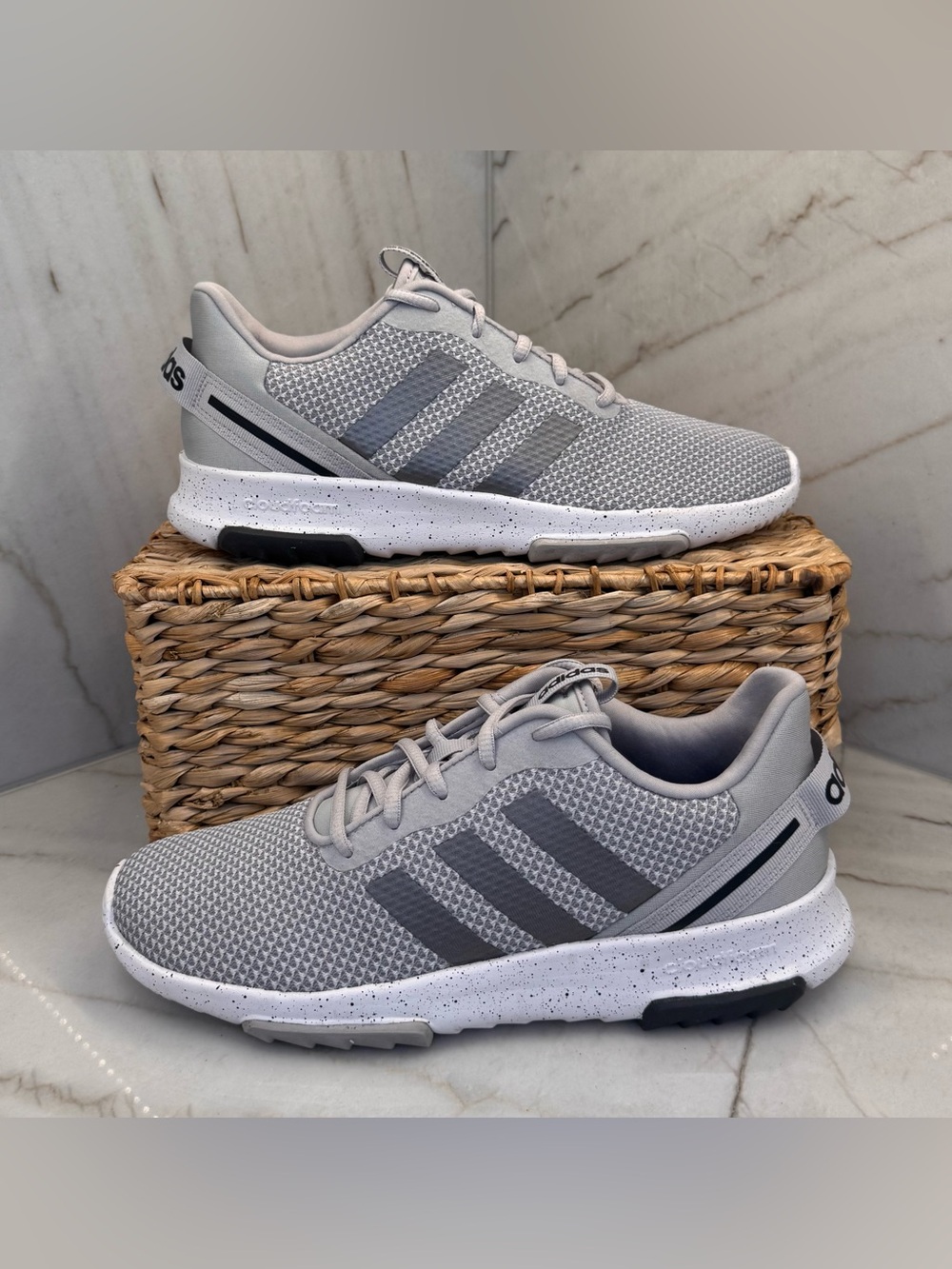adidas Racer TR 2.0 Grey Iron Metallic Lace-Up Sneakers (Youth 7/Women 8.5)